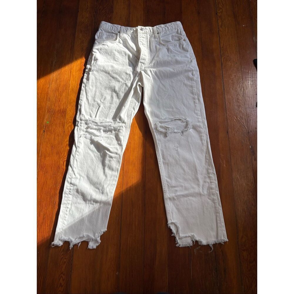 Free People White Maggie Mid Rise Straight Leg Jeans - Picture 3 of 14
